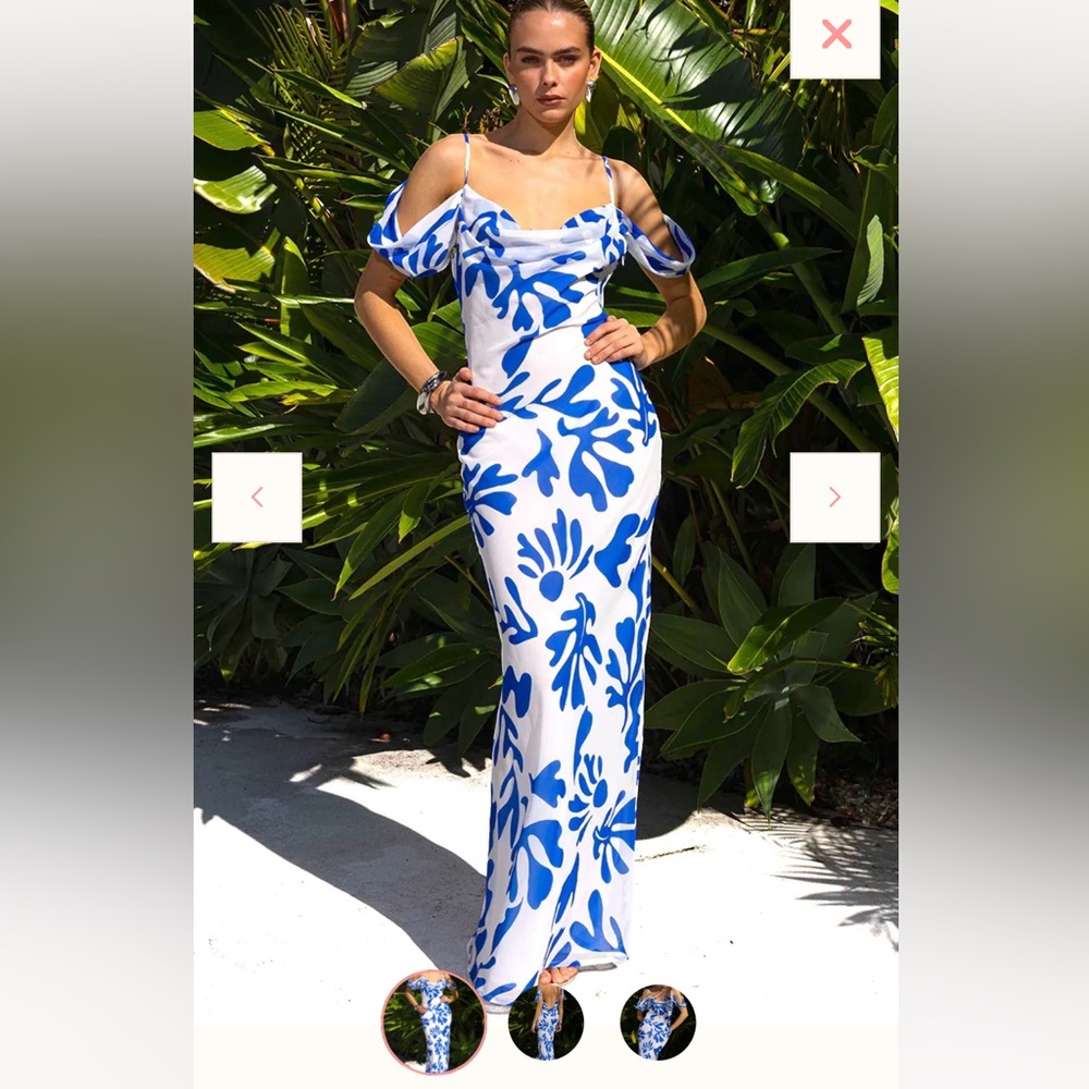Floral Blue and White Maxi Dress